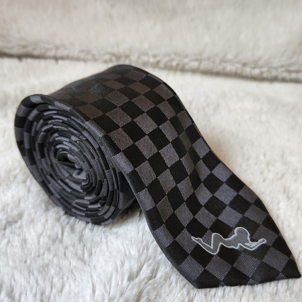 Blue Guru Black Checkered Skinny Tie